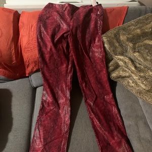 Snake skin pleather pants